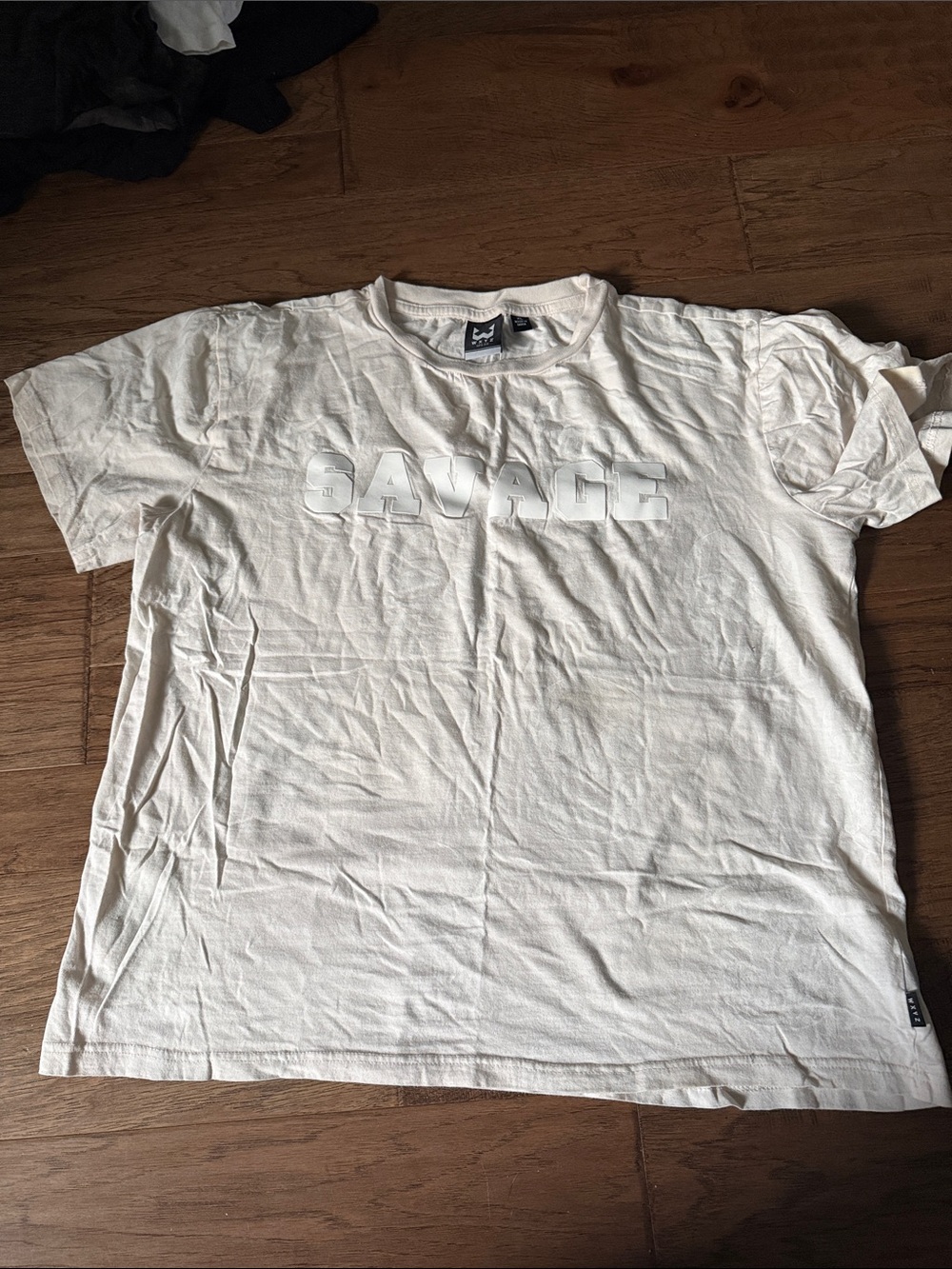 Savage Embossed Logo White Men's Crew Tee